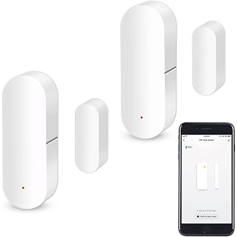 WiFi Door Sensor Intelligent Window Contact Sensor Wireless Window Door Sensor Alarm Compatible with Alexa and Google Assistant No Hub Required 2 Pack