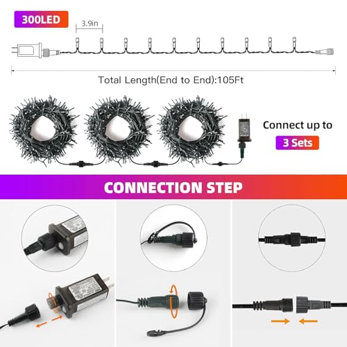 105FT Orange & Purple Halloween LED String Lights (300-Count, 8 Modes) - image 6