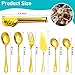 Serving Utensils, 15 Pcs Stainless Steel Large Flatware Serving Tools Kit, Included Spoons, Forks, Tongs, Slotted Spoon, Ladle, Cake Server for Kitchen Catering Banquet Wedding Buffet Party, Gold