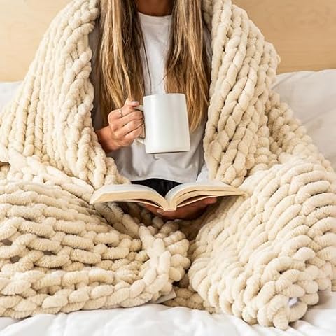 SAMIAH LUXE Chunky Knit Blanket Cover