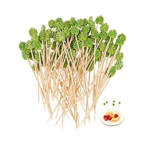Cocktail Picks 100 StüCk Cocktail-Sticks Obst-Spieß Zahnstocher Aus Holz Bambus CocktailspießE FüR Torten Dekoration Cupcakes FrüChte Desserts Grillgut Fingerfood Obst Hochzeit PartyzubehöR GrüN 13cm Cover