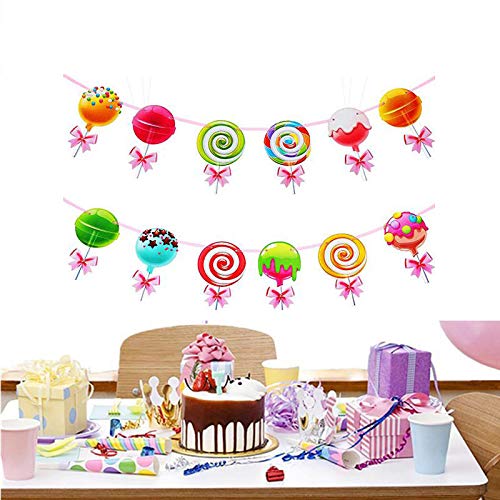 Candyland Party Banners - 2 Pack Lollipop Cutout Decor For Birthday & Baby Shower