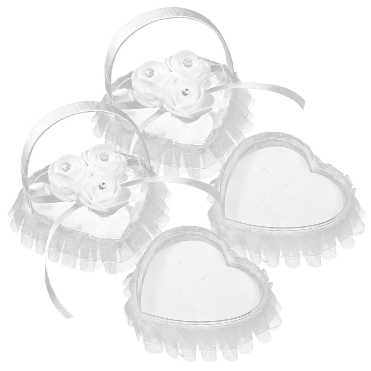 TOPBATHY 5 Sätze Ringkissen Aus Spitze Hochzeitsringkissen Hochzeitsdeko Rosenring-etui in Herzform Zeremonie bezug Satin- Weiß 2 Stück * 5