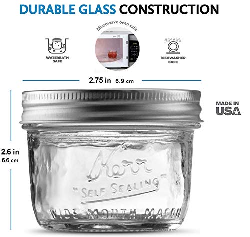 Sewanta Wide Mouth Mason Jar 8 Oz [12 Pack] Kerr Wide Mouth Mason Jars With Airtight Lids And Bands - For Canning, Fermenting, Pickling, Freezing - Glass Jar, Microwave & Dishwasher Safe Jar Opener #TOP2