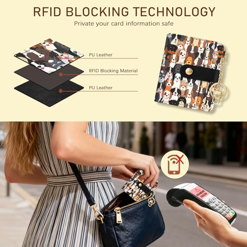 Image of Jogjam Dogs Puppy Rfid Women Wallet, Small Slim Thin Credit Card Holder | Compact, PU Leather Bifold, Cash Zipper Coin Pocket, ID Window, For Female Ladies Teen Girls Girly, Down Size