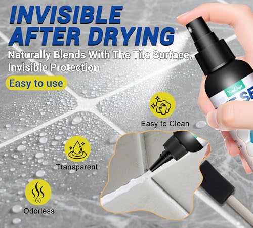 Grout Sealer 7OZ, Clear Grout and Tile Sealer Spray for Wall, Shower, Kitchen, Non-Toxic Tile Sealer Spray, Grout Sealer for Stone, Bathroom, Marble Floor, Fast Dry & Long Lasting & Waterproof - Image 4