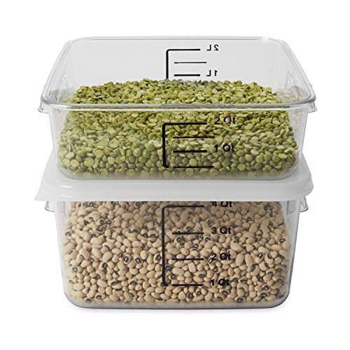 Image of Rubbermaid Commercial Products-FG630400 Plastic Space Saving Square Food Storage Container For Kitchen /Sous Vide /Food Prep, 4 Quart, Clear, LID SOLD SEPARATELY (Pack of 2)