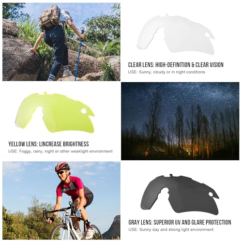 1TG Tactical Cycling Glasses, Airsoft Goggles with 3 Interchangeable Lens, Sports Sunglasses Running Glasses for Men Women Cycling Fishing Hunting Airsoft Paintball - Image 4