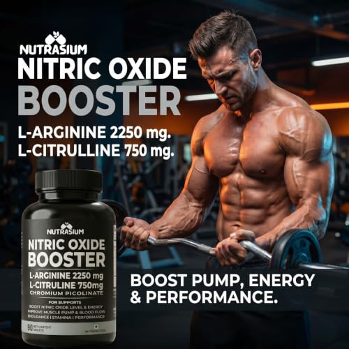 Image of Nutrasium Nitric Oxide Booster | L-Arginine 2250mg | Muscle Pump & Stamina | 45 Tabs