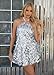 hibshaby Women's Sequin Sparkly Glitter Dress Halter Neck Sexy Sleeveless Backless Party Club Silver Mini Dresses