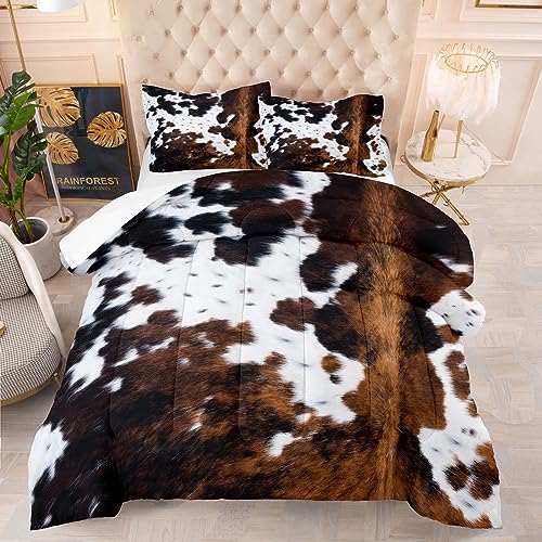 Image of Tailor Shop Cow Print Bedding Set - King Size Cartoon Comforter Set for Kids Teens Boys Girls - 1 Comforter and 2 Pillowcases