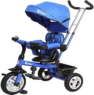 Kiddo Smart 4 in 1 Kids Children Trike Tricycle with Rotating Seat, Rear Brake and Sun Canopy
