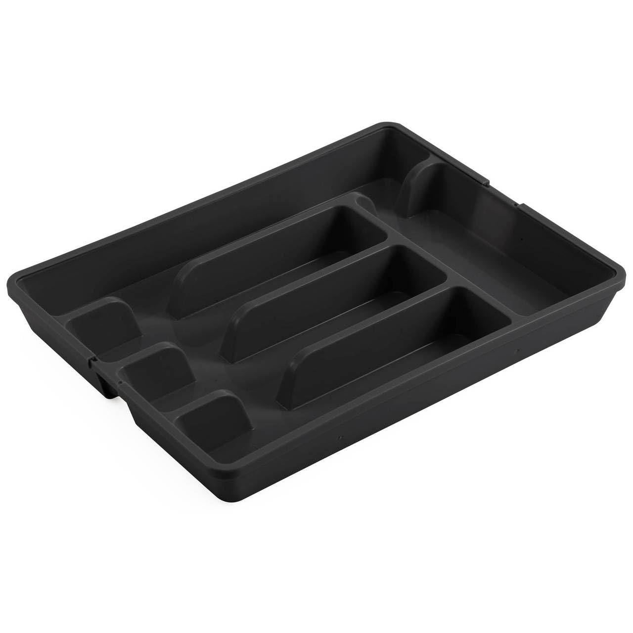 Urbn-Chef (Black) 7-Section Extendable Cutlery Kitchen Organiser Black