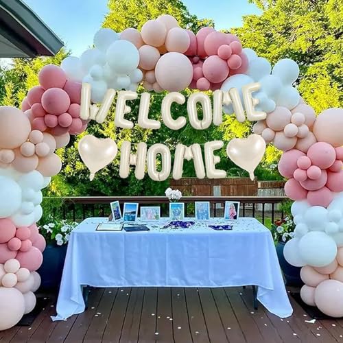 Image of TONIFUL 16 Inch Cream White WELCOME HOME Foil Letter Balloons Banner Decor
