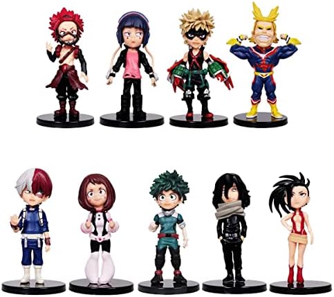 9 Pcs My Hero Academia Anime Figure Set, PVC My Hero Academia Toys Mini Figures Toy, Children's Birthday Cake Decoration and Shower Birthday Party Supplies.