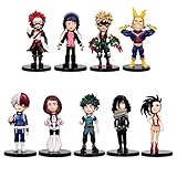 HAGXJ 9 Pcs Anime Figure Set, PVC Toys Minifigures Toy for My Hero Academia, Children's Birthday Cake Decoration and Shower Birthday Party Supplies.