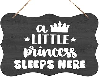 Wall Art Decor Wooden Sign Princess Prince Sleeps Here Girls Or Boys Bedroom Nursery Door. Wooden Hanging Sign Plaque Rustic Wall Art Decoration 12 X 8 Inch
