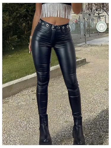 SHENHE Y2K Punk Faux Leather Pants