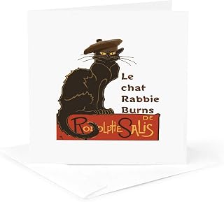 3dRose, Le Chat Rabbie Burns With Tam OShanter, 1 Greeting Card with envelope