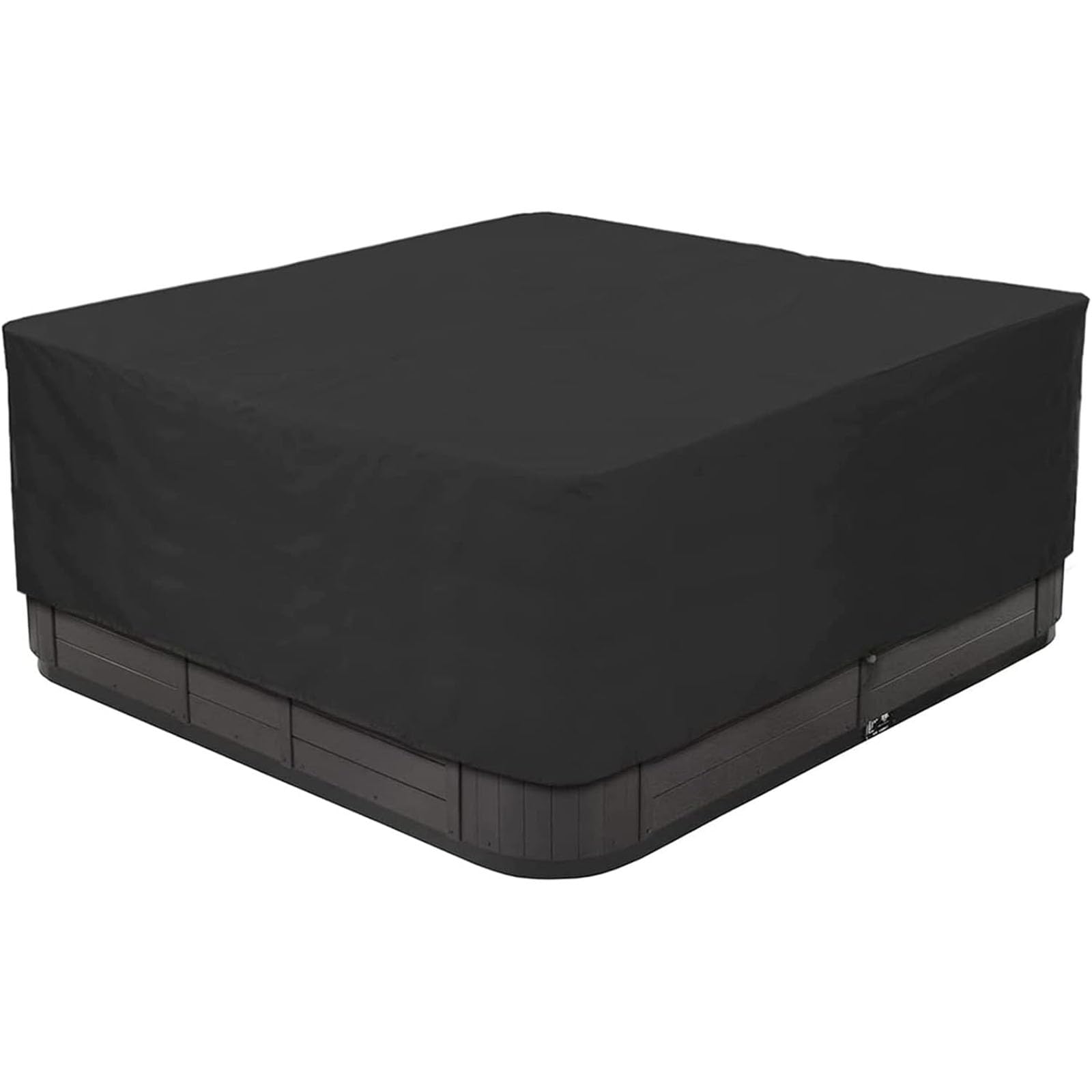 Heavy Duty Weatherproof Outdoor Hot Tub Cover 210x210x30cm Waterproof & Dustproof Multiple Black Square Pool Equipment Cover