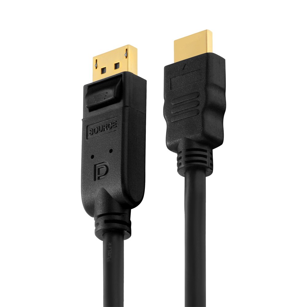 PureLink PI5100 Cable adaptador DisplayPort a HDMI (2K FullHD (1080p), Ethernet), DisplayPort macho (20pin) a HDMI macho (19pin), certificado, 15,0m, negro
