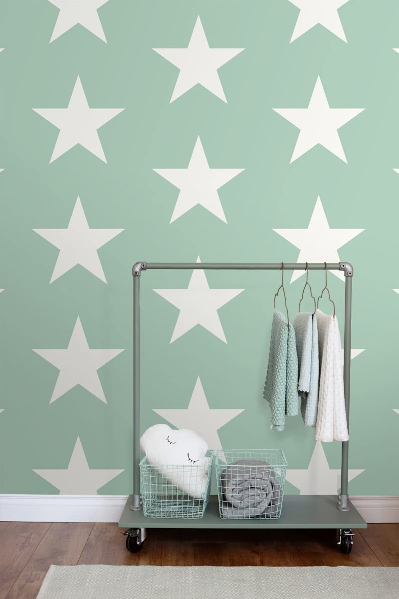 ESTAhome Tapeta gwiazdy miętowej zieleni 53 cm x 10.05 m