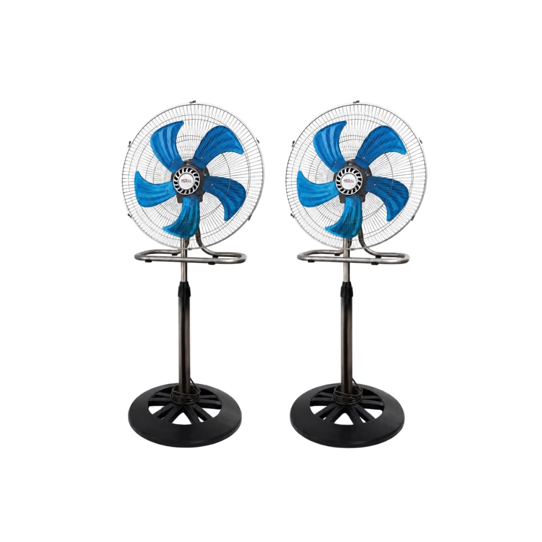 HGE - Ventilador de 3 en 1, con pie, mesa o pared, 5 aspas de acero (paquete de 2)