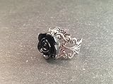  Ring Silber Rose Schwarz