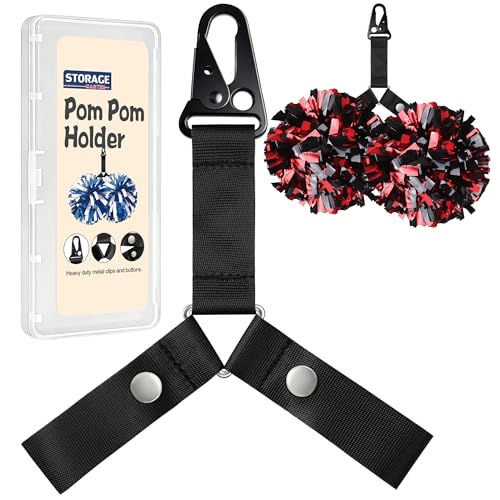 Storage Master Pom Pom Holder Hanger for Backpack, Cheerleader Cheer Bag Strap Accessories Cheerleading Essentials, Pompom Not Included (Black)