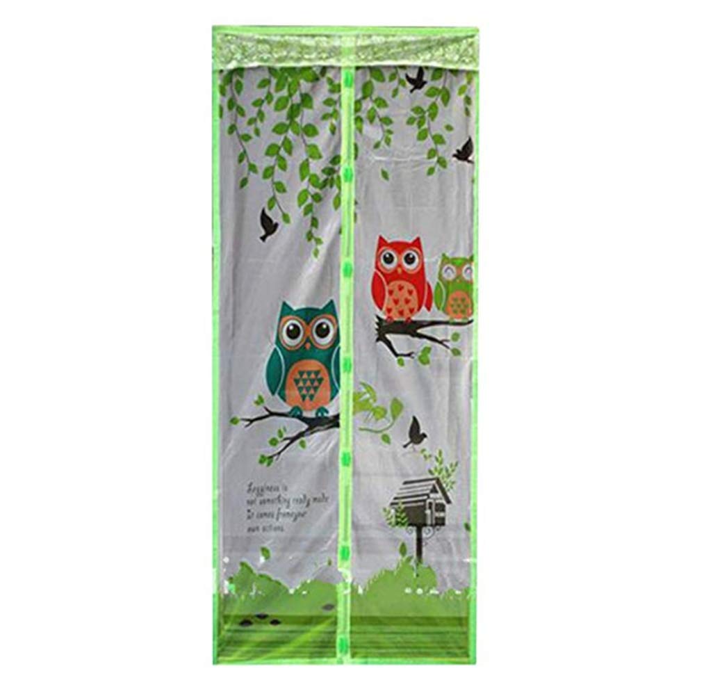 Magnet Mosquito Net Hands-Free Curtains Tulle Window Door Screen,No More Mosquitoes or Insects (Green owl)