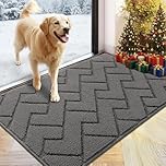 hicorfe Indoor Doormat,Front Back Door Mat Rubber Backing Non Slip Door Mats 24"x35" Absorbent Resist Dirt Entrance Doormat Inside Floor Mats for Entryway Washable Low-Profile (Grey)