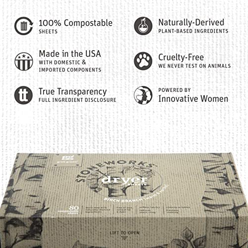 Grab Green Stoneworks Dryer Sheets, 160 Count, Birch Branch, Compostable by Grab Green - Image 2