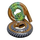Handgefertigtes Spiral-Reise-Didgeridoo – Fair Trade handgeschnitztes Mangoholz – kompaktes 28 cm rundes Design mit einzigartiger, handgemalter Punktkunst – authentischer professioneller Klang von