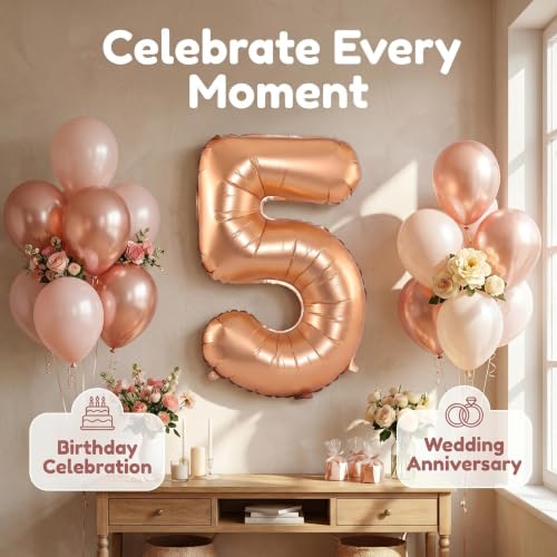 Image of YPSelected 32 Inch Large Foil Helium Number Balloon Birthday Wedding Party 0-9 (Orange, 5)