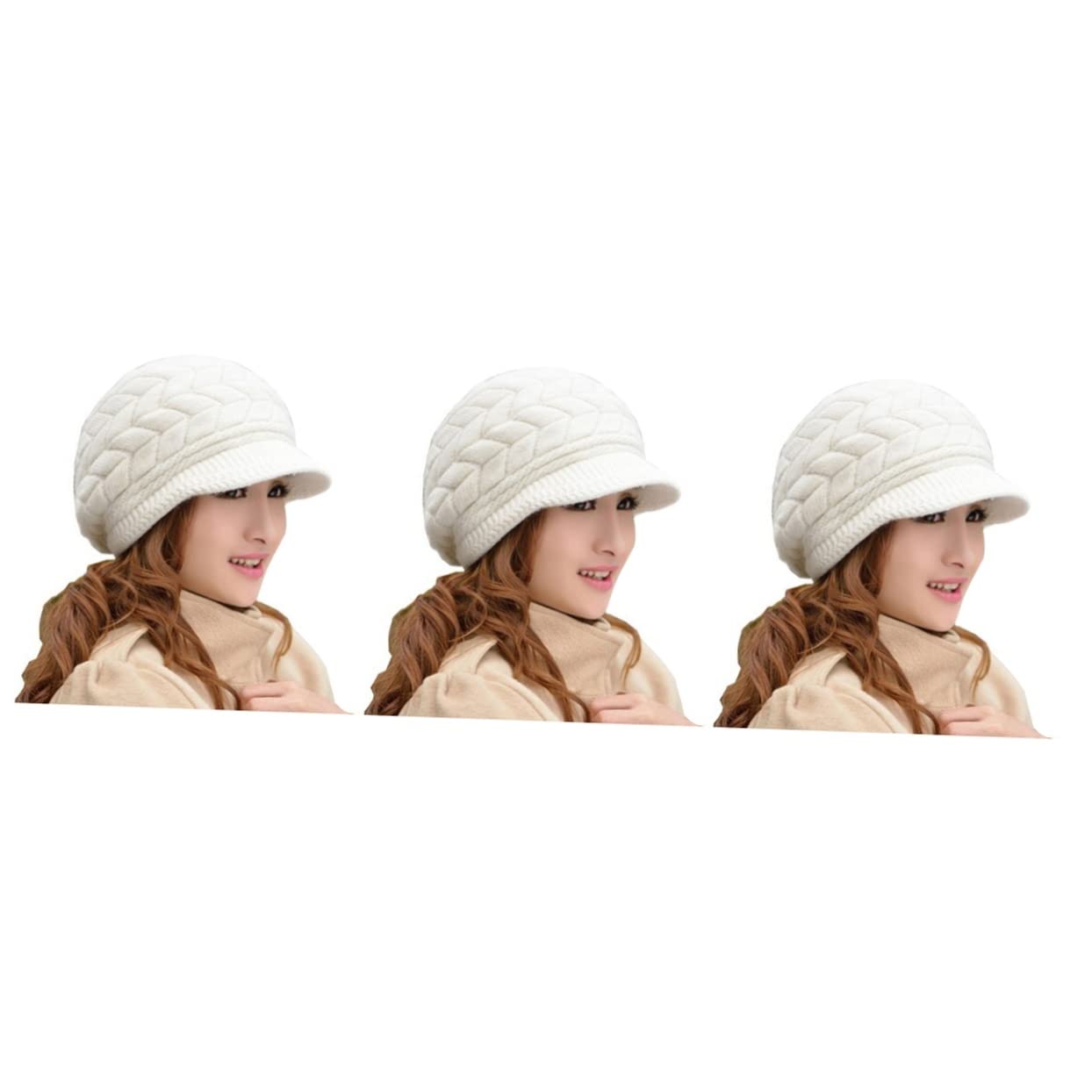 SHERCHPRY 2pcs Oreja Sombrero de punto cálido Sombrero de las mujeres Gorra de lana caliente Gorra de las mujeres Boinas Gorro Térmico Gorro de Nieve