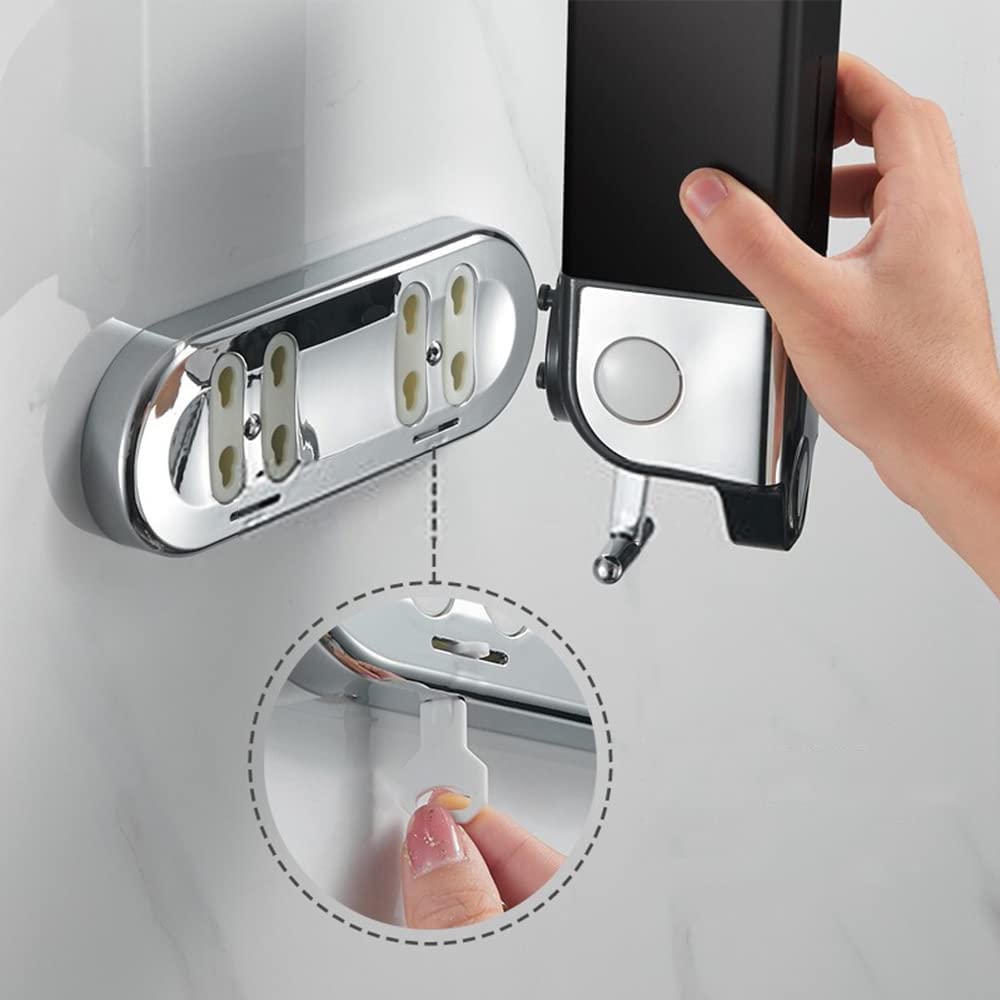 Dispensador de jabón montado en la Pared, Dispensador de Ducha y loción para el hogar, baño, Cocina, hoteles, restaurantes (1500ml, Negro)