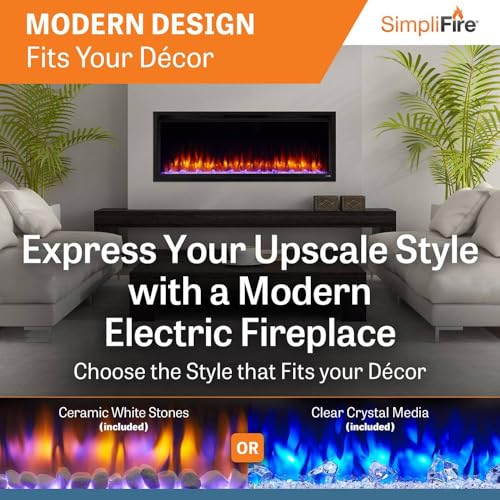 SimpliFire 50-Inch Allusion Platinum Linear Electric Fireplace (SF-ALLP50-BK)