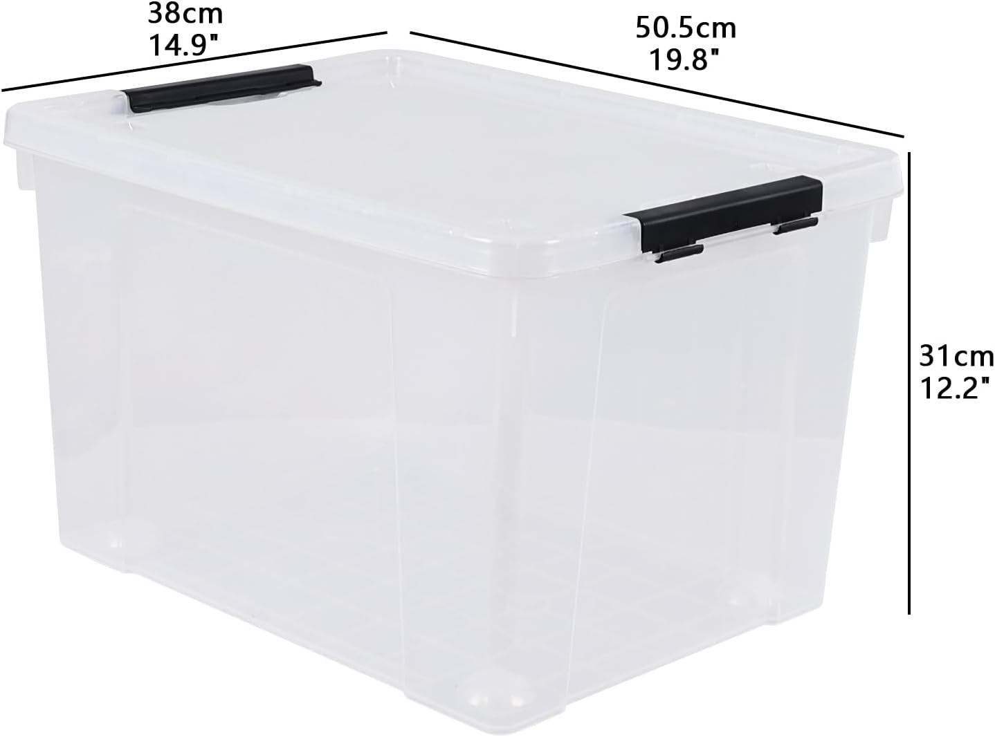 50 L 4-Pack Plastic Storage Bin with Wheels, Large Clear Storage Box Containers with Lids