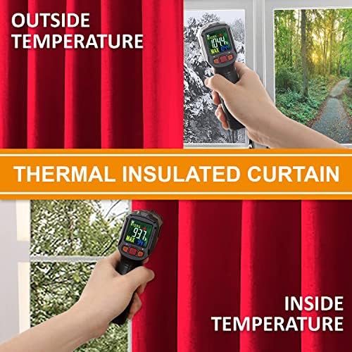 Hachette Thermal Blackout Curtains Eyelet Ring Top Including Pair of Tiebacks (Red, 46" x 54")