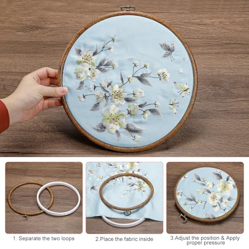 PATIKIL 4, 6, 7inch Embroidery Hoops Set, 3 Pieces Imitated Wood Octagonal Frame Cross Stitch Hoop Ring for Embroidery Art Craft Sewing Ornaments Hanging Decoration by PATIKIL - Image 4