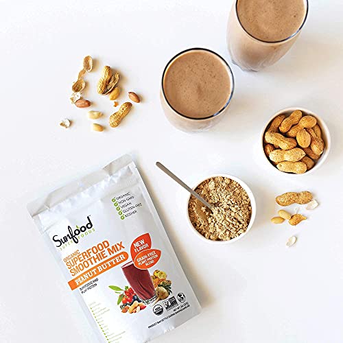 Sunfood Organic Superfood Smoothie Mix Chocolate, Peanut Butter & Original Flavor Bundle. (3) 8 Oz Bags #TOP6