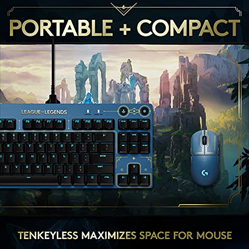 Teclado Mecânico Gamer Logitech G PRO com Design portátil, Sem Teclado Numérico, Cabo USB removível,