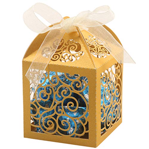 image for KPOSIYA 100 Pack Wedding Favor Boxes Laser Cut Boxes Party Favor Box S