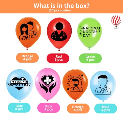 Image of HK balloons 30Pcs National Doctors' Day Printed Balloons Decoration Item Celebrations To Doctors Day Party Decoration Printed Multi Color Balloons Rubber