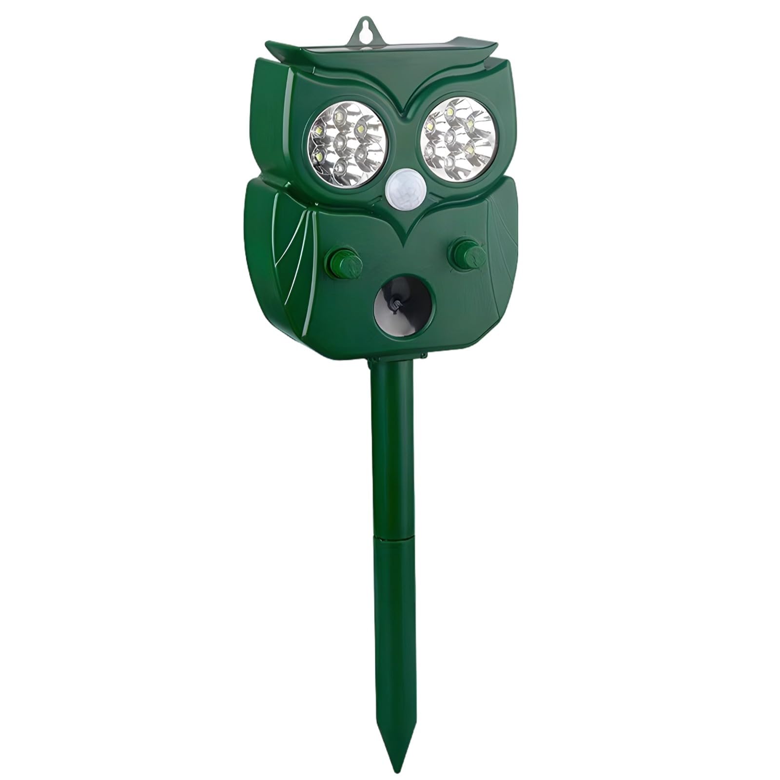 PONDON Répulsif pour chat à énergie solaire avec ultrasons en forme de hibou 14 LED ABS PP pour intérieur et extérieur Certifié FCC et CE