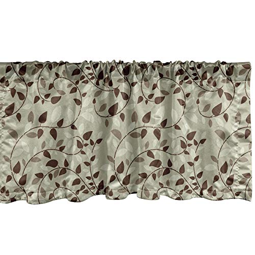 Lunarable Leaf Window Valance, Pattern Vines Leafage Nature Curvy Branches Plants Garden Floral Illustrated Art, Curtain Valance For Kitchen Bedroom Decor With Rod Pocket, 54" X 18", Beige Brown #TOP6