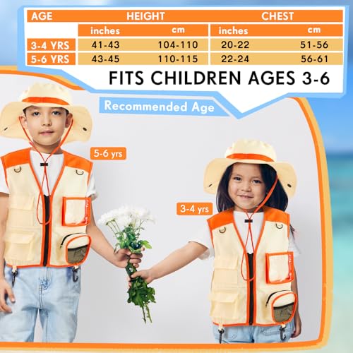Image of Ramede Kids Safari Explorer Vest and Hat Explorer Costume for Fishing Adventure Camping Boy Girls Cosplay