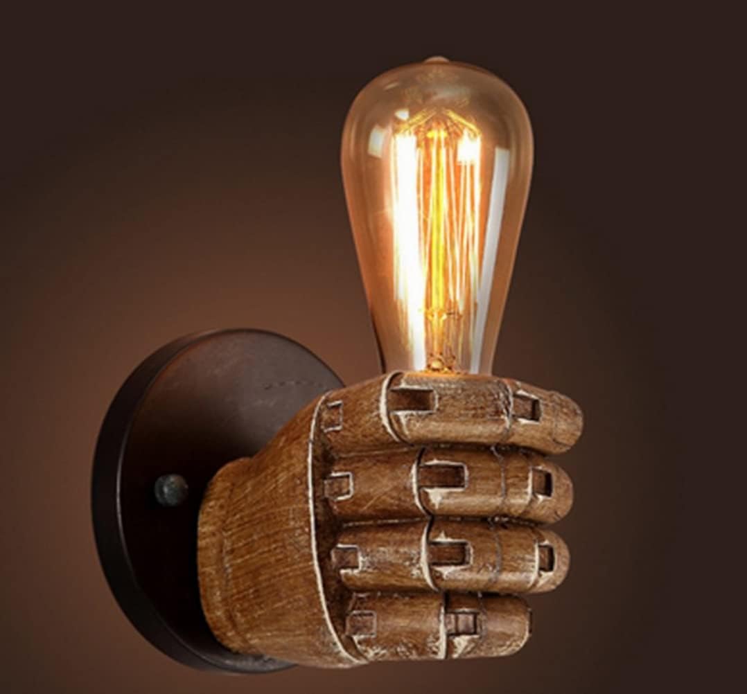 anso Retro Fist Resin Wall Lights Industrial Light Sconce Aisle Lamps Decor E27 Bulb Excluded (Right Fist)