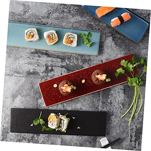 Plato japonés cerámico para sushi y aperitivos azul miniatura 5