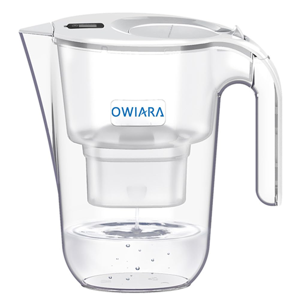 OWIARA Alkaline Water Filter Pitcher, 3.2L/12 Cup, Digital Display, BPA Free, 4-Stage Filtration System